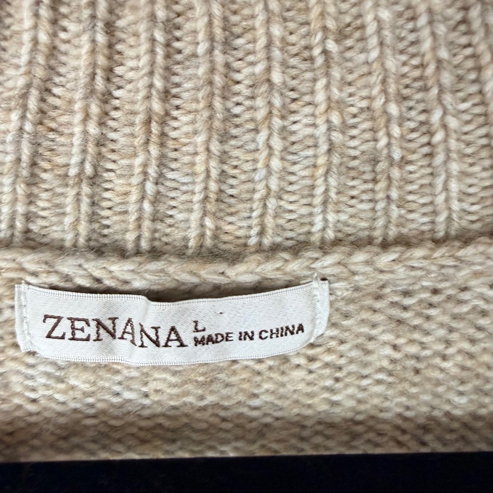 Zenana Womens Oatmeal Marled Knit Button Front Cardigan Sweater Large - Picture 2 of 7